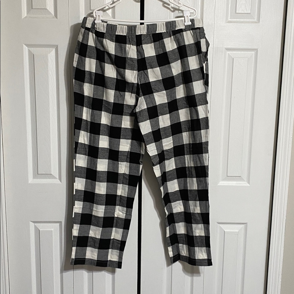 Plaid flannel & gray cotton casual lounge pajama sleep pants & shirt top size 2X - Picture 6 of 11